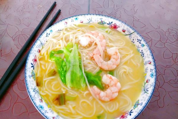 鲜虾青菜面的做法图解7