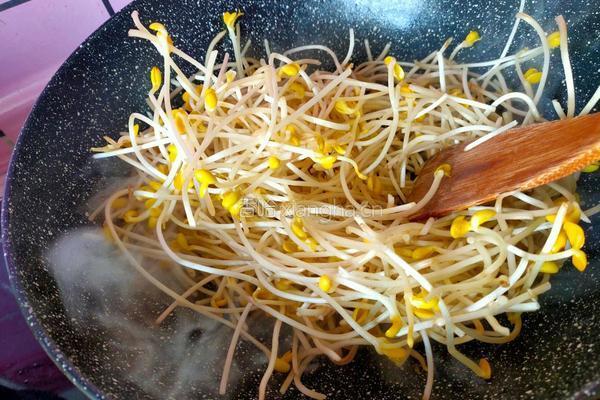 雪菜炒黄豆芽的做法图解5