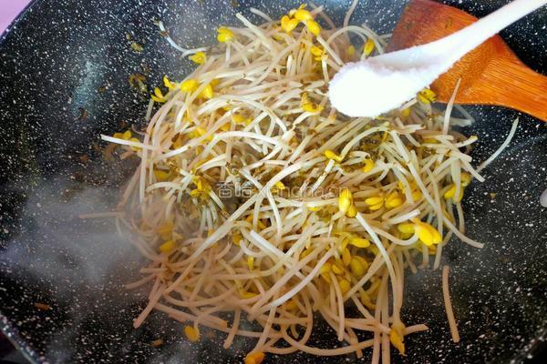 雪菜炒黄豆芽的做法图解6