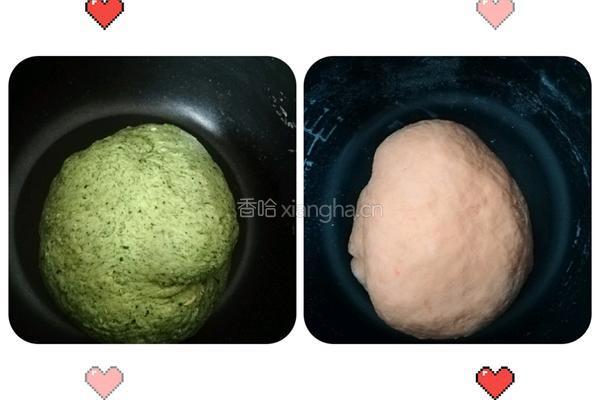 胡萝卜菠菜双色馒头的做法图解3