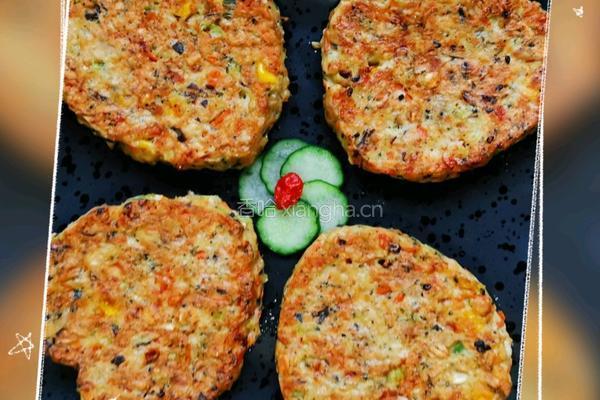 低脂低卡高蛋白的虾仁鸡胸肉燕麦蔬菜饼的做法图解8