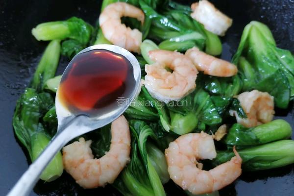 油菜炒虾仁的做法图解10