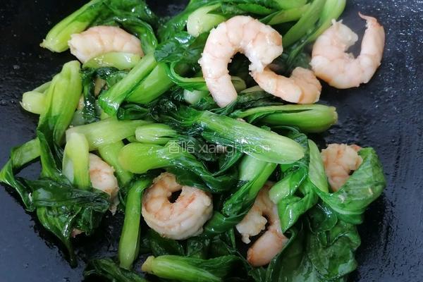 油菜炒虾仁的做法图解11