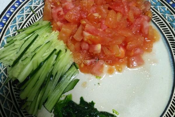 番茄鸡蛋菠菜面块的做法图解4