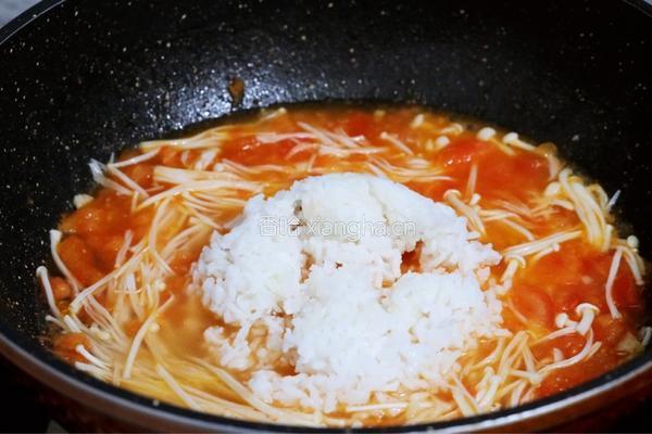 番茄金针菇烩饭的做法图解10