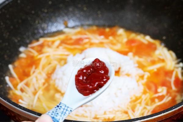 番茄金针菇烩饭的做法图解11