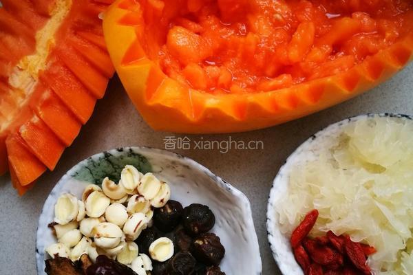 桂圆红枣木瓜盅的做法图解2
