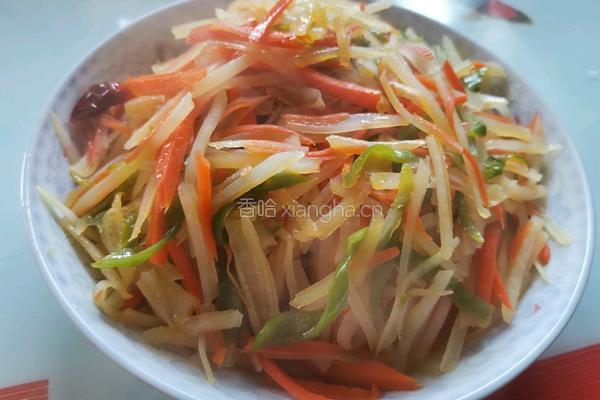酸辣胡萝卜青椒土豆丝的做法图解7