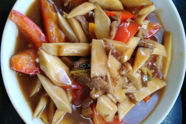 杏鲍菇肉丝双椒手擀面的做法图解6