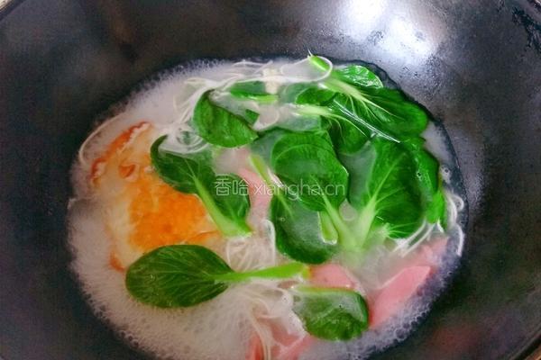 青菜火腿鸡蛋面的做法图解5