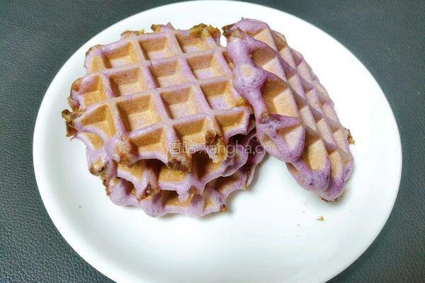 紫薯豆沙麻薯华夫饼的做法图解13