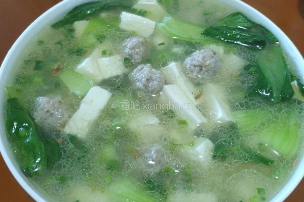 青菜肉丸豆腐汤的做法图解8