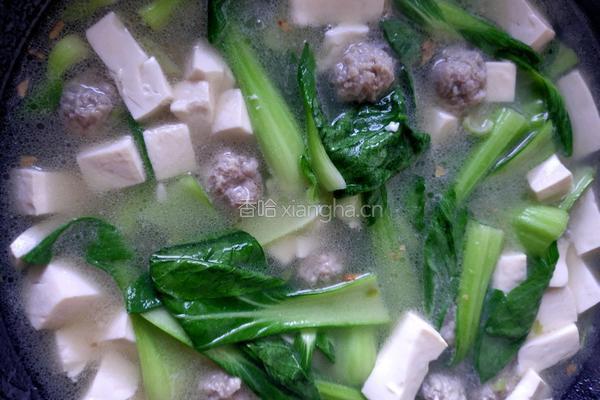 青菜肉丸豆腐汤的做法图解7
