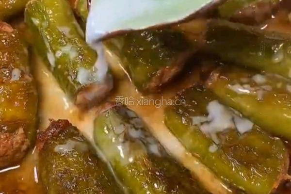 虎皮青椒酿肉的做法图解7