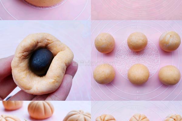 南瓜豆沙包的做法图解2