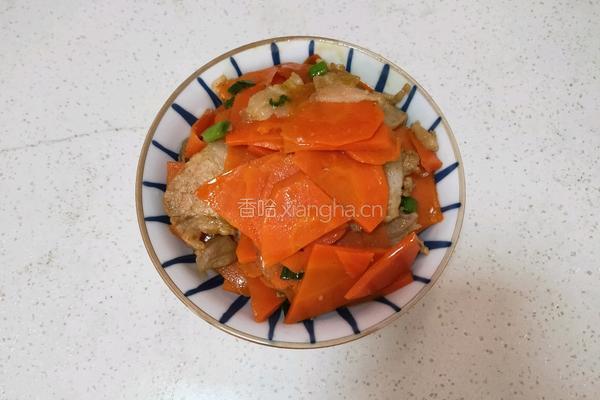 五花肉炒胡萝卜的做法图解6