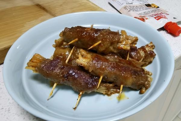 香煎肥牛金针菇卷的做法图解6