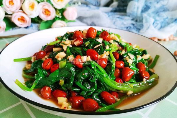 菠菜拌花生米