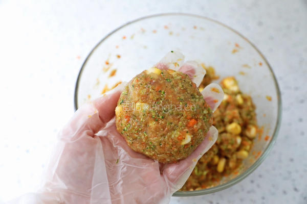 时蔬鸡肉饼的做法图解7