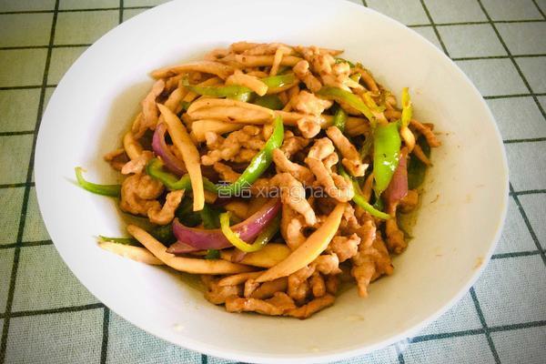 杏鲍菇青椒炒过油肉的做法图解7