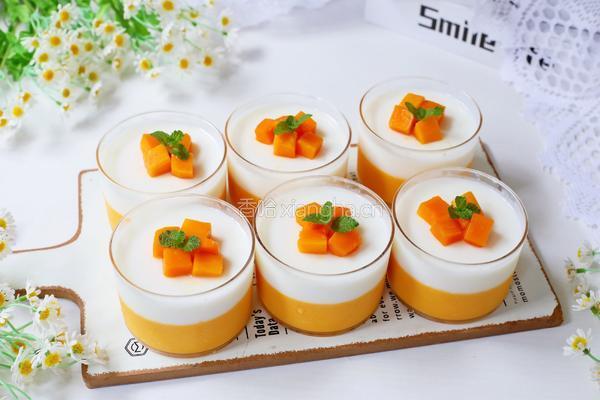 椰香芒果双层布丁的做法图解11