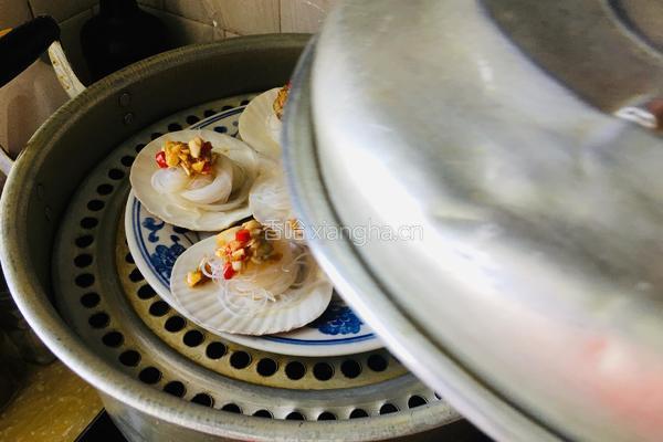 蚝油蒜蓉辣酱蒸扇贝的做法图解10
