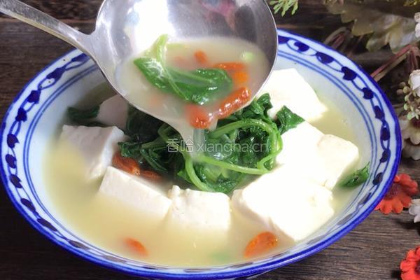 豆腐枸杞萝卜苗汤的做法图解10