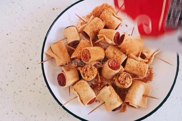 香辣香肠豆皮卷的做法图解8