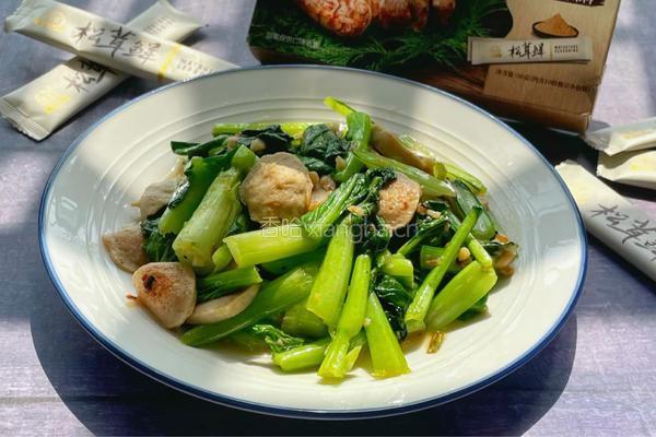 肉丸子炒小芥菜的做法图解12