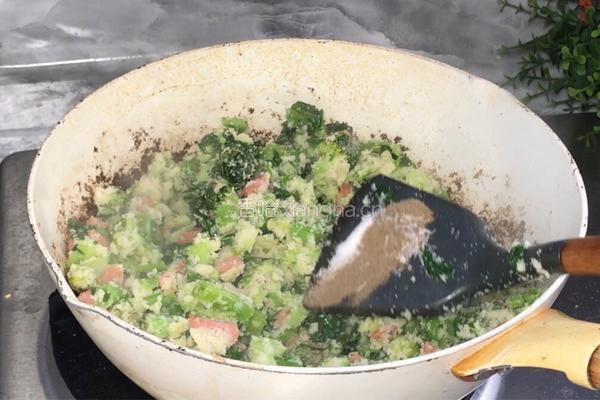 火腿西兰花炒豆渣的做法图解9