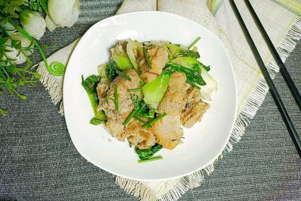 青菜炒霉豆渣的做法图解10