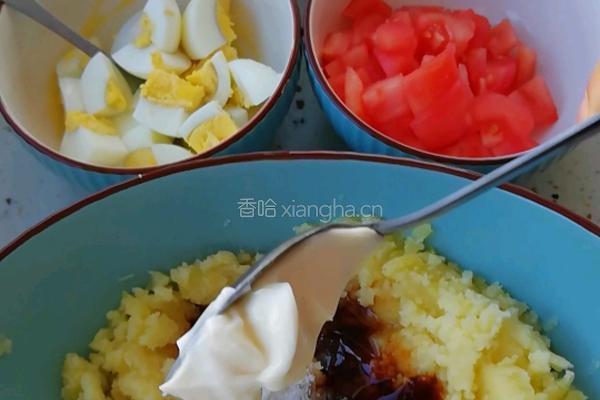 土豆泥青菜沙拉的做法图解2