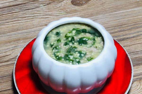 茼蒿肉末小米粥的做法图解9