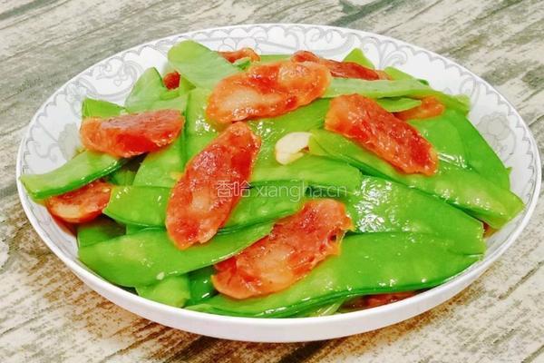 荷兰豆炒腊肠的做法图解12
