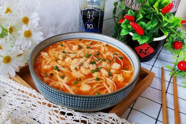 番茄金针菇虾滑汤的做法图解16