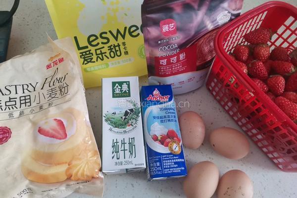 草莓可可盒子蛋糕的做法图解1
