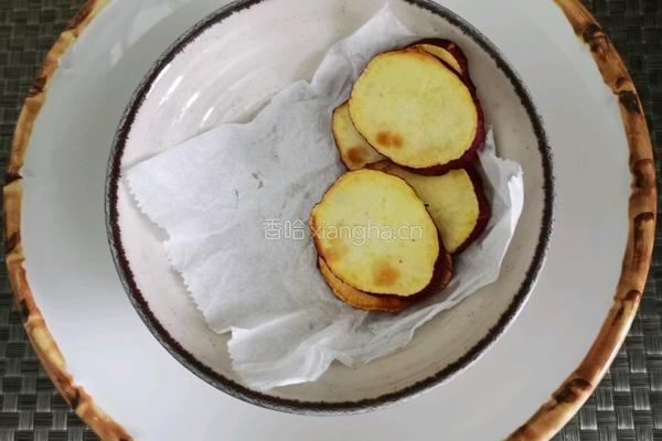 非油炸 油煎红薯片的做法图解5