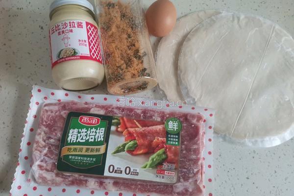手抓饼培根肉松卷的做法图解1