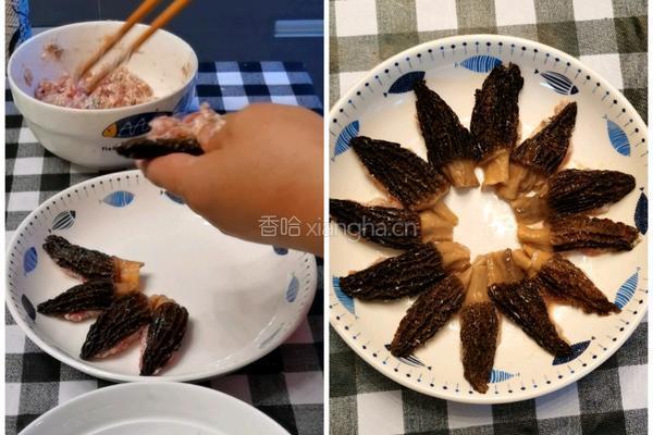 羊肚菌酿猪肉沫的做法图解10