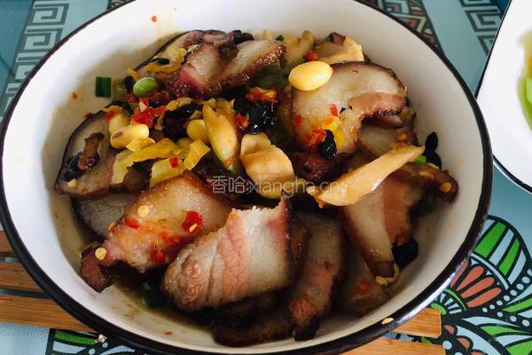 黄豆萝卜干蒸腊肉的做法图解8