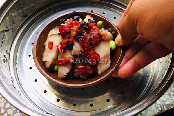 豆豉毛豆蒸腊肉的做法图解7