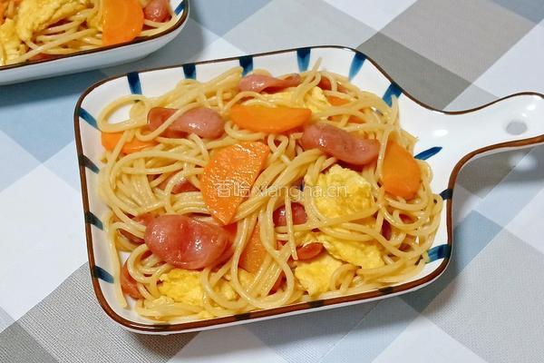 香肠鸡蛋炒意面的做法图解17