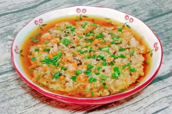 香菇胡萝卜蒸肉饼的做法图解12