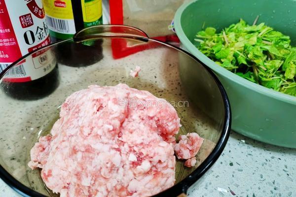 萝卜苗肉馅的做法图解3