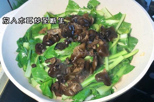 小白菜炒木耳的做法图解3