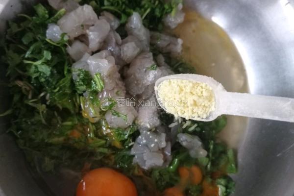 农场鸡蛋荠菜虾仁饼的做法图解5