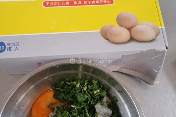 农场鸡蛋荠菜虾仁饼的做法图解6