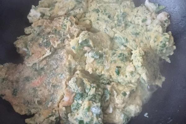 农场鸡蛋荠菜虾仁饼的做法图解11
