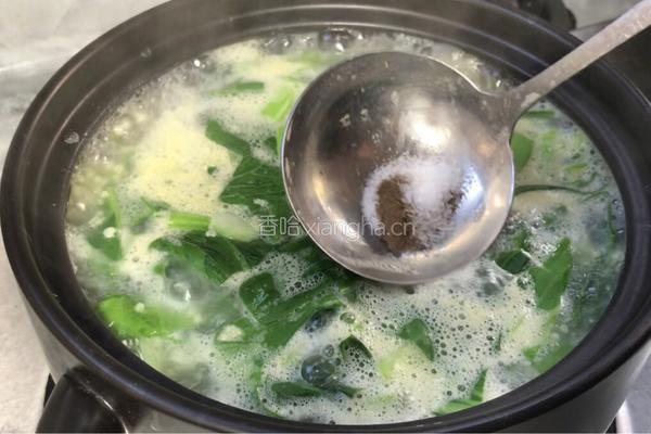 青菜虾皮小米粥的做法图解9