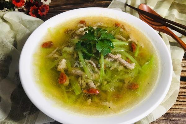 枸杞莴笋肉丝汤的做法图解9